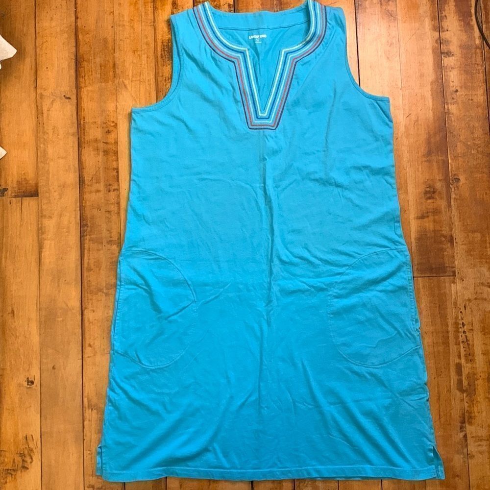 Lands End dress size 14 to 16 beach coverup vacation summer blue